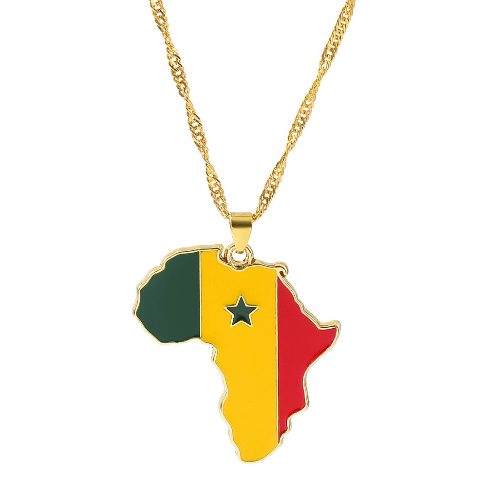 Fashion Map African Pendant Necklace: Electroplated Alloy in Various Colors