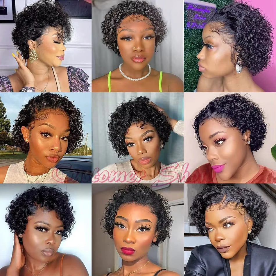 Stylish Brazilian Pixie Cut 13X1 Lace Front Wig – Perfect Short Curly Human Hair for Black Queens