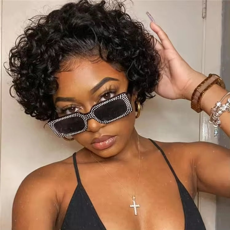 Stylish Brazilian Pixie Cut 13X1 Lace Front Wig – Perfect Short Curly Human Hair for Black Queens