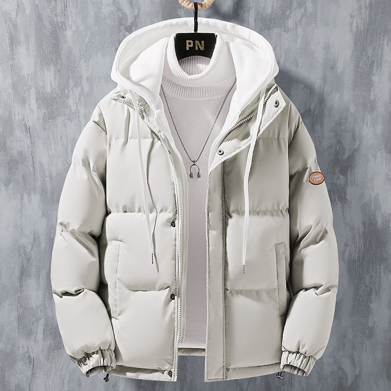 Fashion Hooded Jacket for Men: Winter Windproof, Thickened, and Stylish Two-Piece Coat