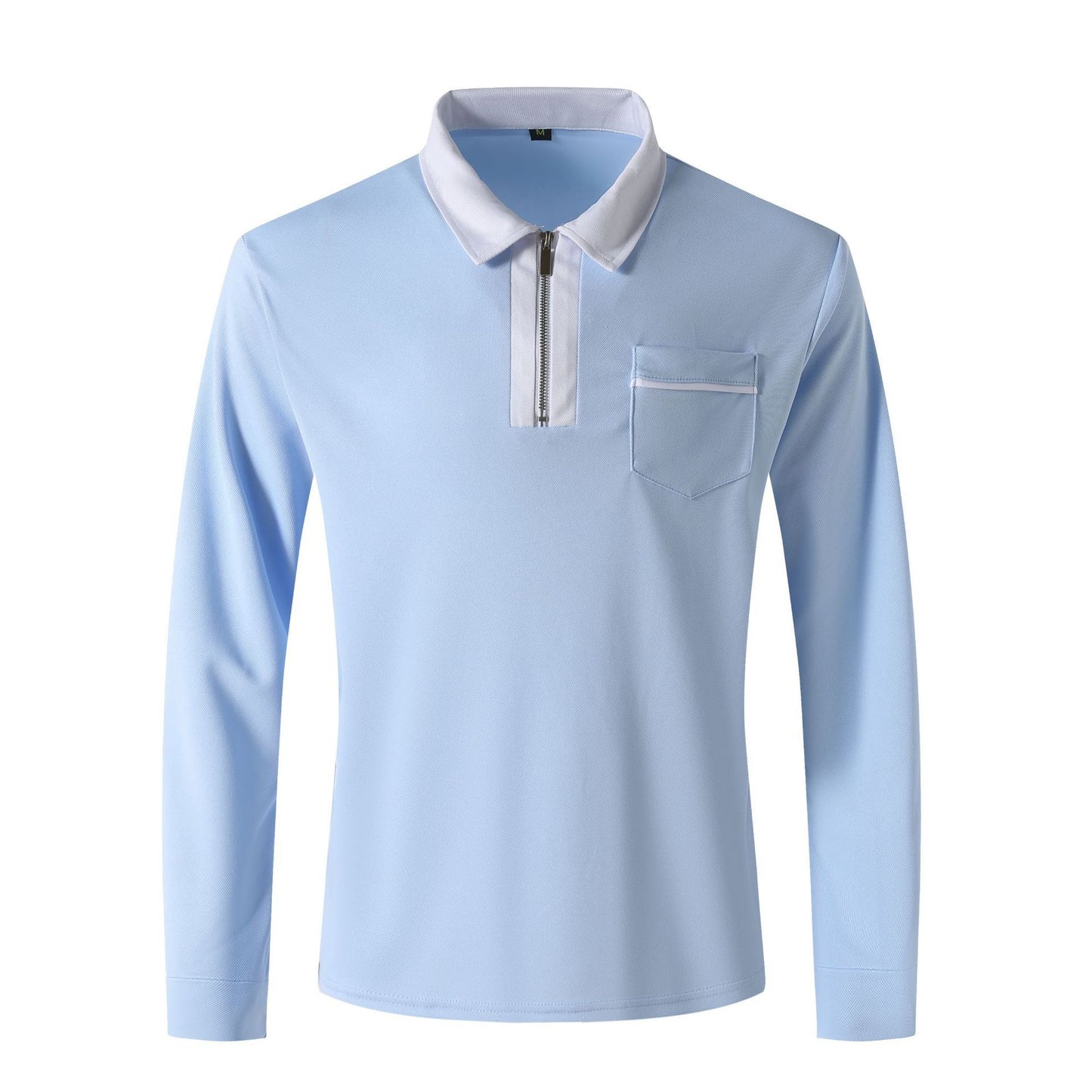 2024 Autumn Men’s Long Sleeve Zipper Polo Shirts - Casual Lapel Collar Henley Shirts with Pockets