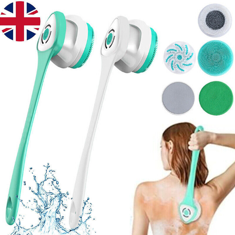 Electric Shower Cleaning Brush Body Massage Bath Long Handle Back Scrub Washer