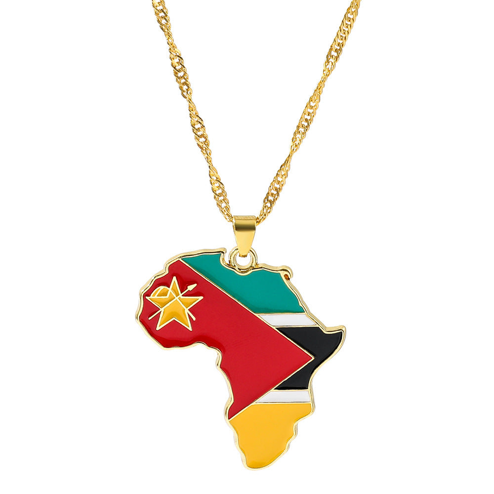 Fashion Map African Pendant Necklace: Electroplated Alloy in Various Colors