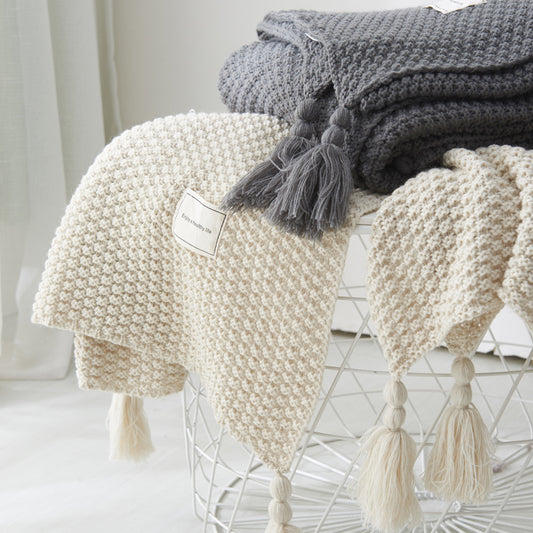 Fringed Knitting Blanket | Wool Blanket