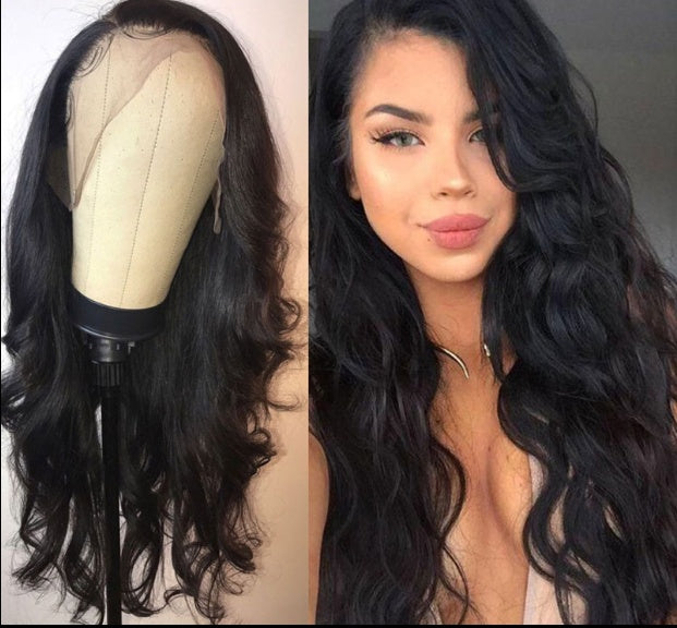 Chic Long Curly Black Lace Front Wig – Fluffy, Big Waves