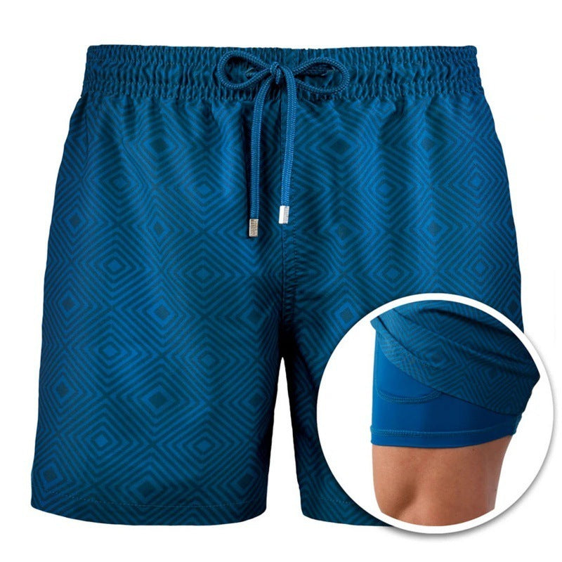 Men's Printed Beach Shorts Double Layer Ideal For Summer