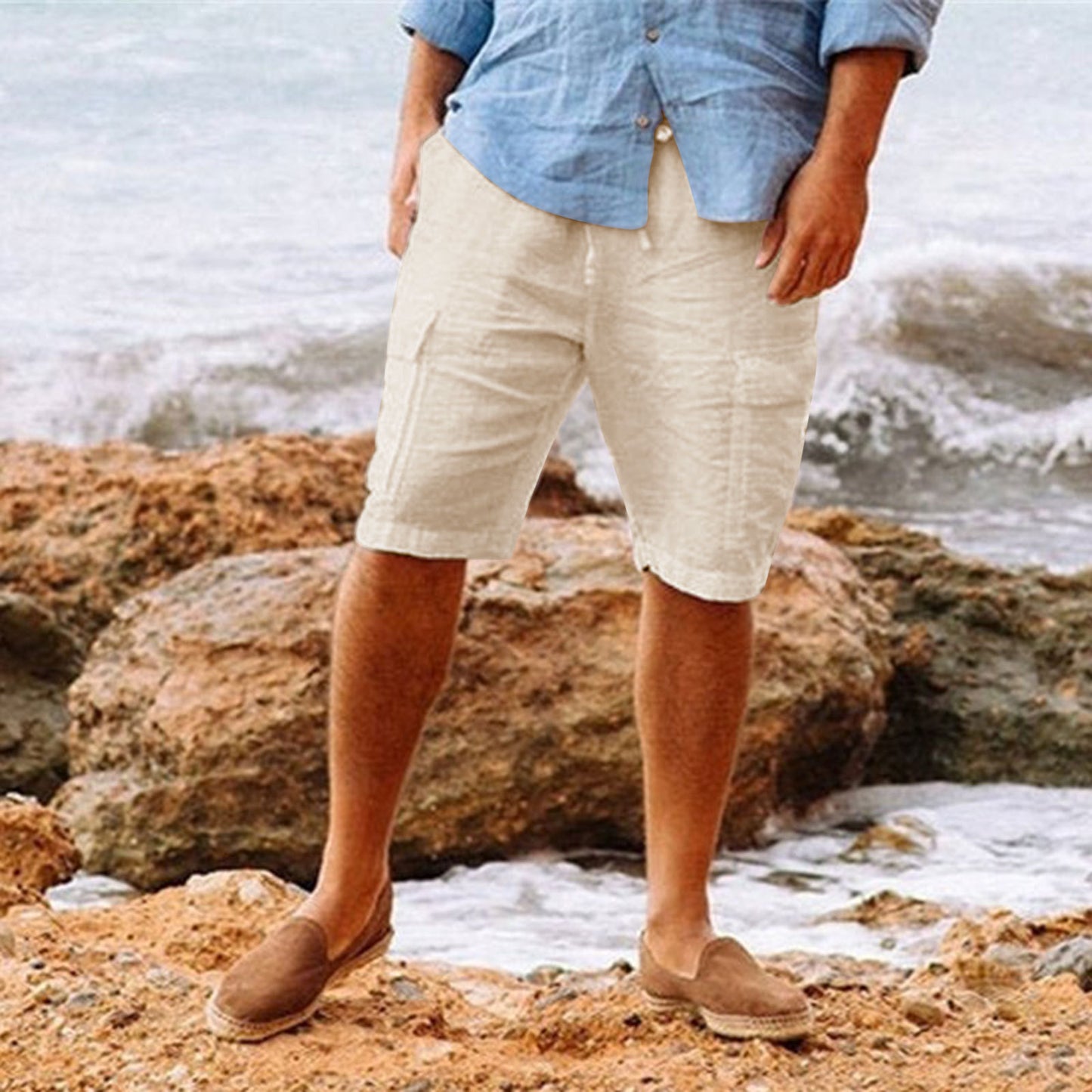 Men's Casual Vacation Beach Hawaiian Cotton Shorts