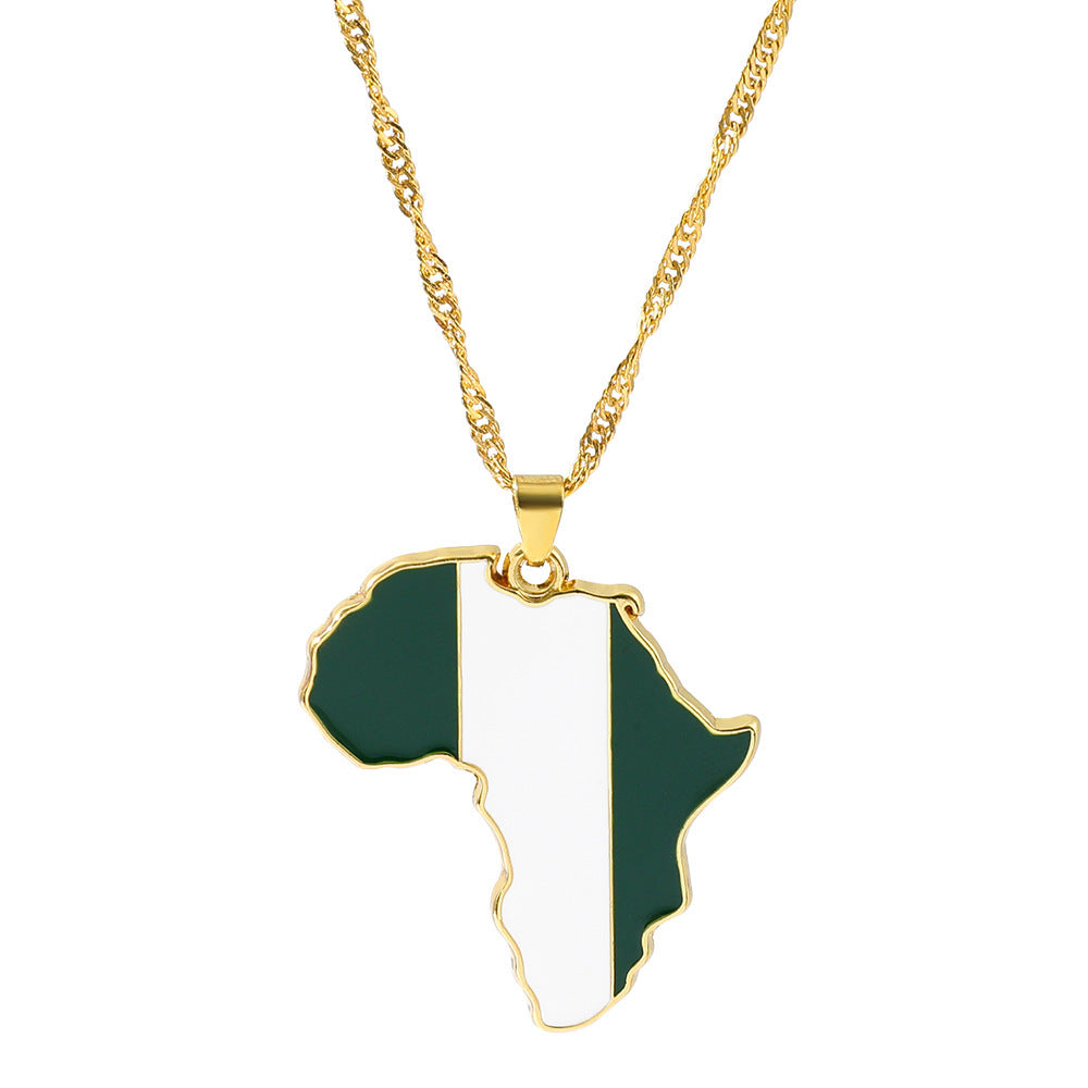 Fashion Map African Pendant Necklace: Electroplated Alloy in Various Colors