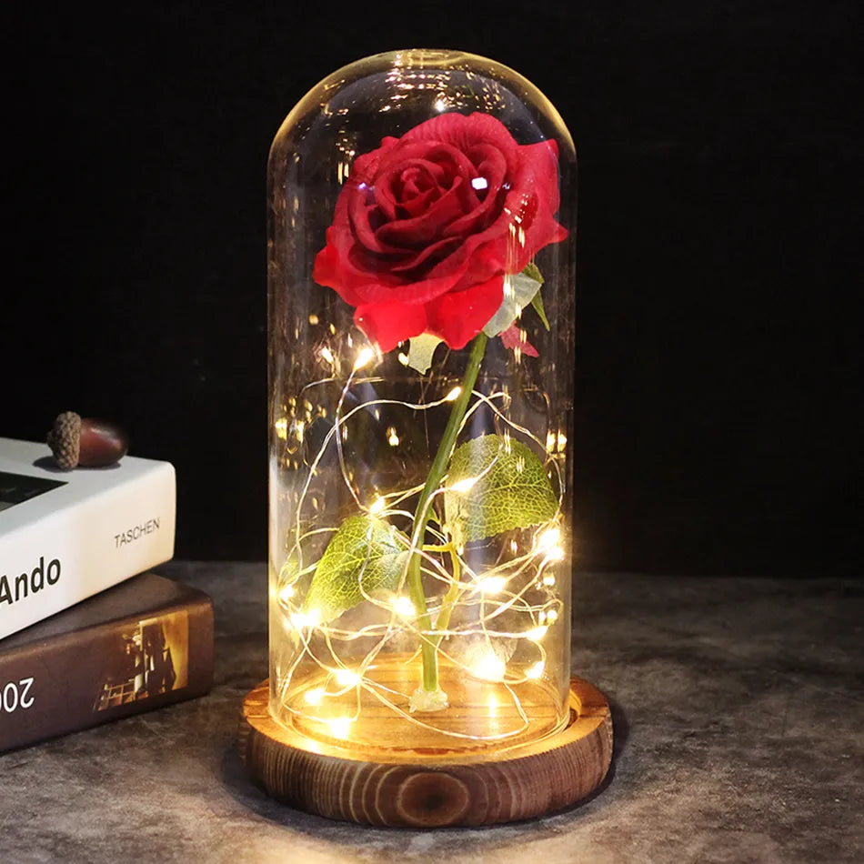 Galaxy Rose LED Glass Dome Decoration