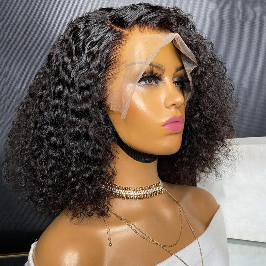 12A Glueless Kinky Curly Bob Lace Frontal Wig