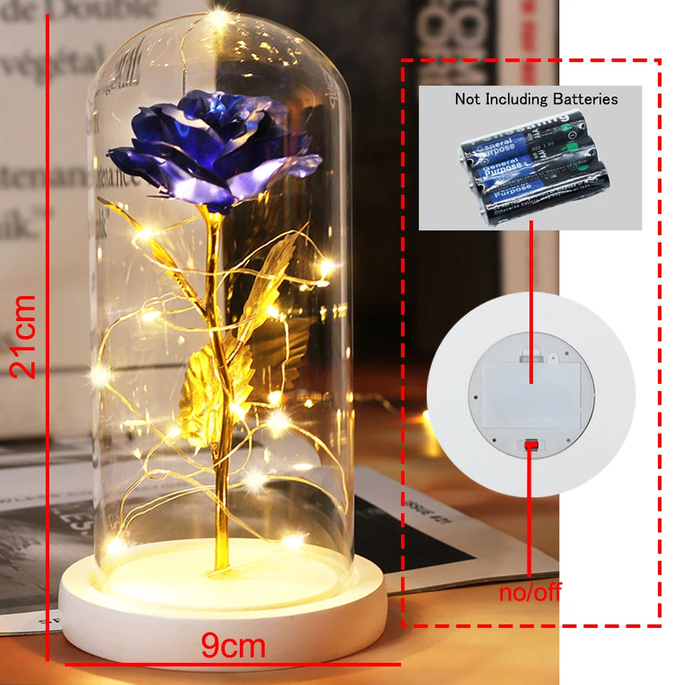 Galaxy Rose LED Glass Dome Decoration