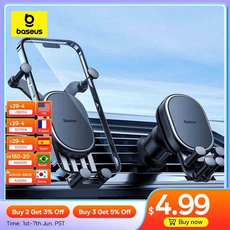 Baseus Car Phone Holder Gravity Auto Restorable