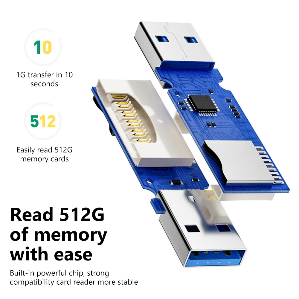 2 IN 1 Card Reader USB 3.0 Micro SD TF Card Memory Reader High Speed Multi-card Writer