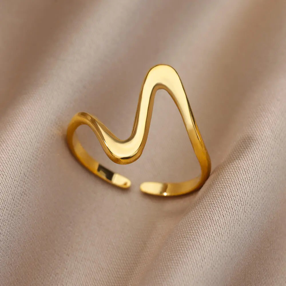 Stainless Steel Heart Gold Wedding Ring