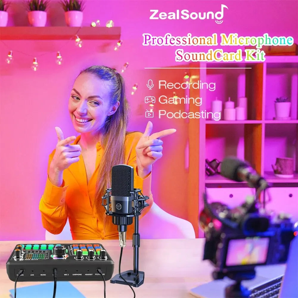 Professional Podcast Microphone SoundCard Kit