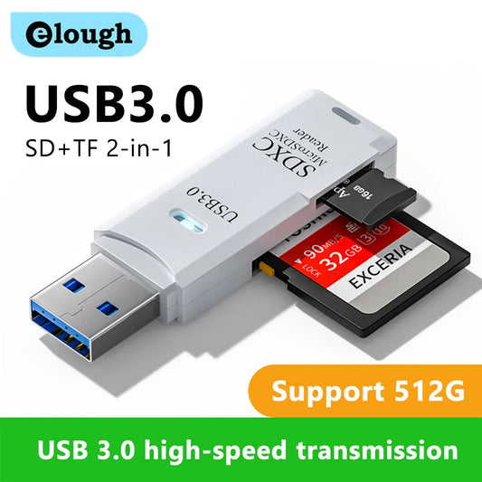 2 IN 1 Card Reader USB 3.0 Micro SD TF Card Memory Reader High Speed Multi-card Writer