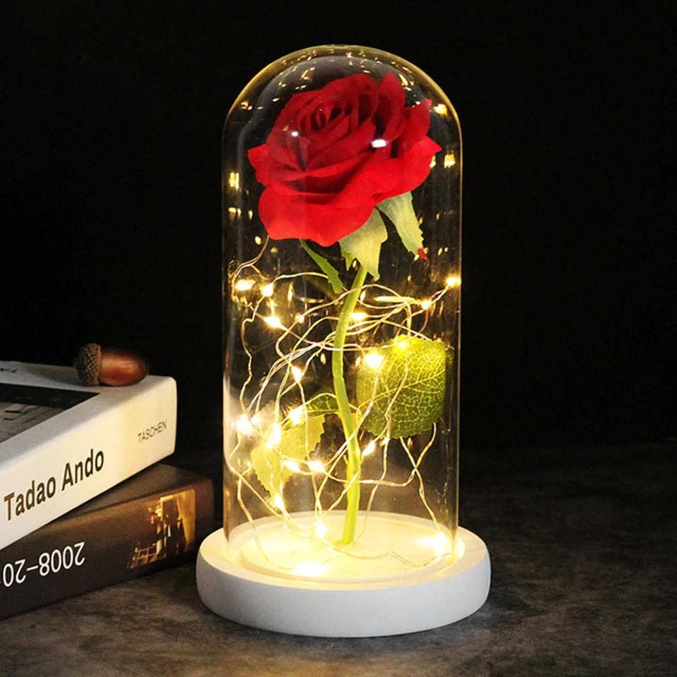 Galaxy Rose LED Glass Dome Decoration