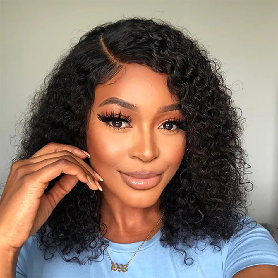 12A Glueless Kinky Curly Bob Lace Frontal Wig