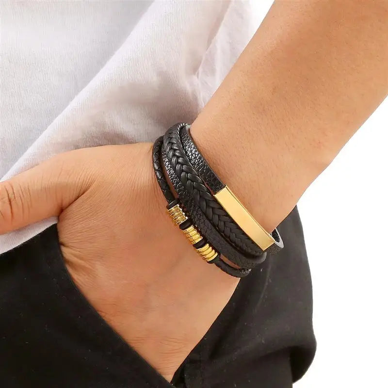 Men's Hand-Woven Leather Bracelet