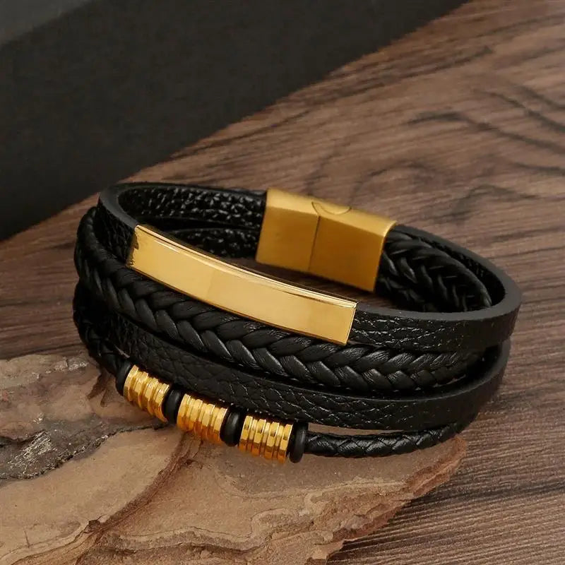 Men's Hand-Woven Leather Bracelet