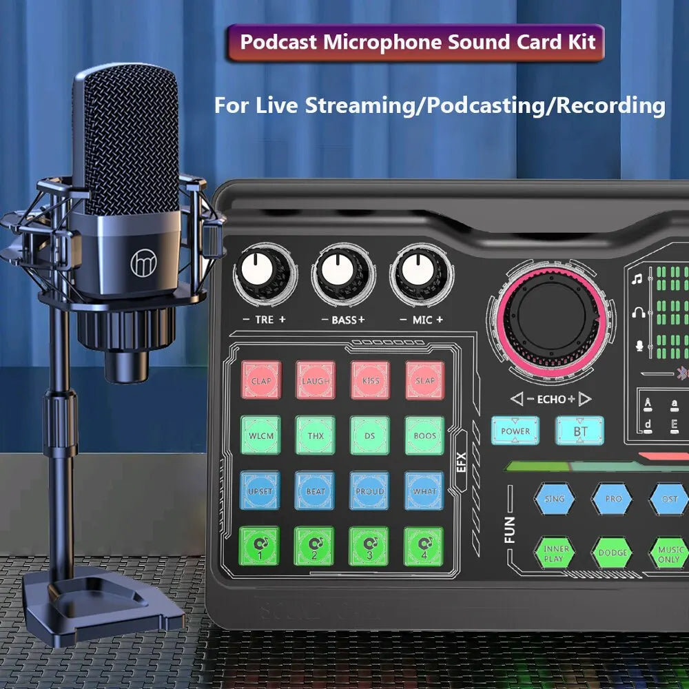 Professional Podcast Microphone SoundCard Kit