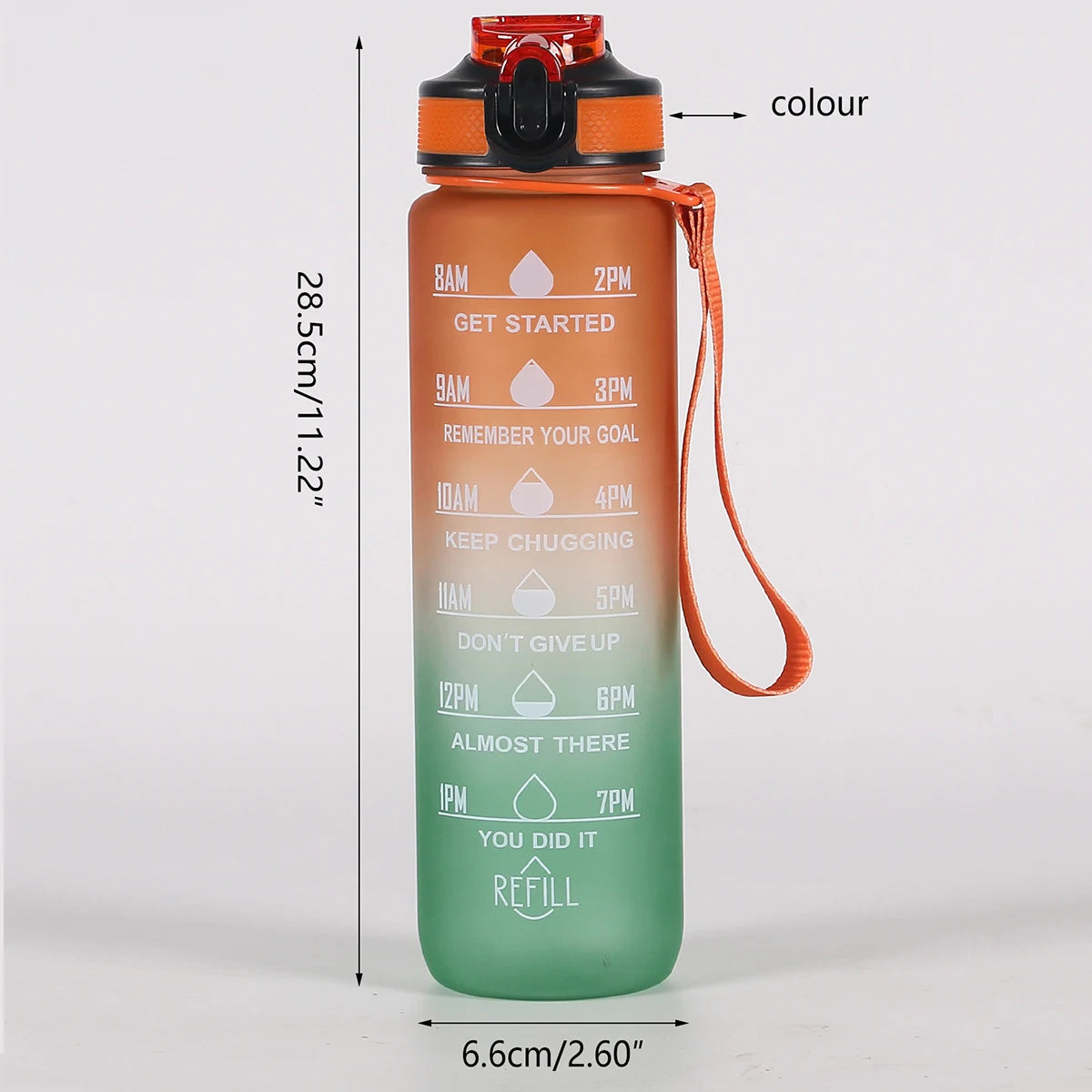 1L Gradient Color Motivational Water Bottle