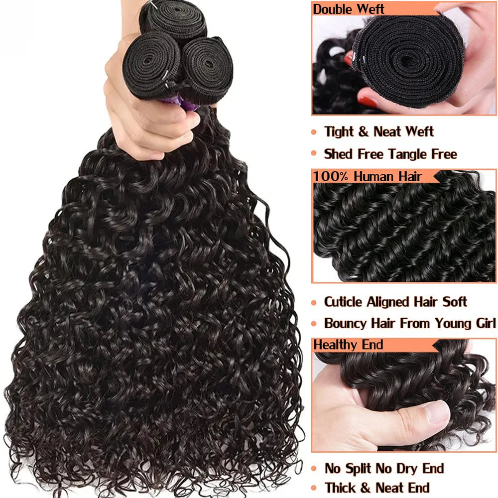 Peruvian 10A Water Wave Hair Bundles