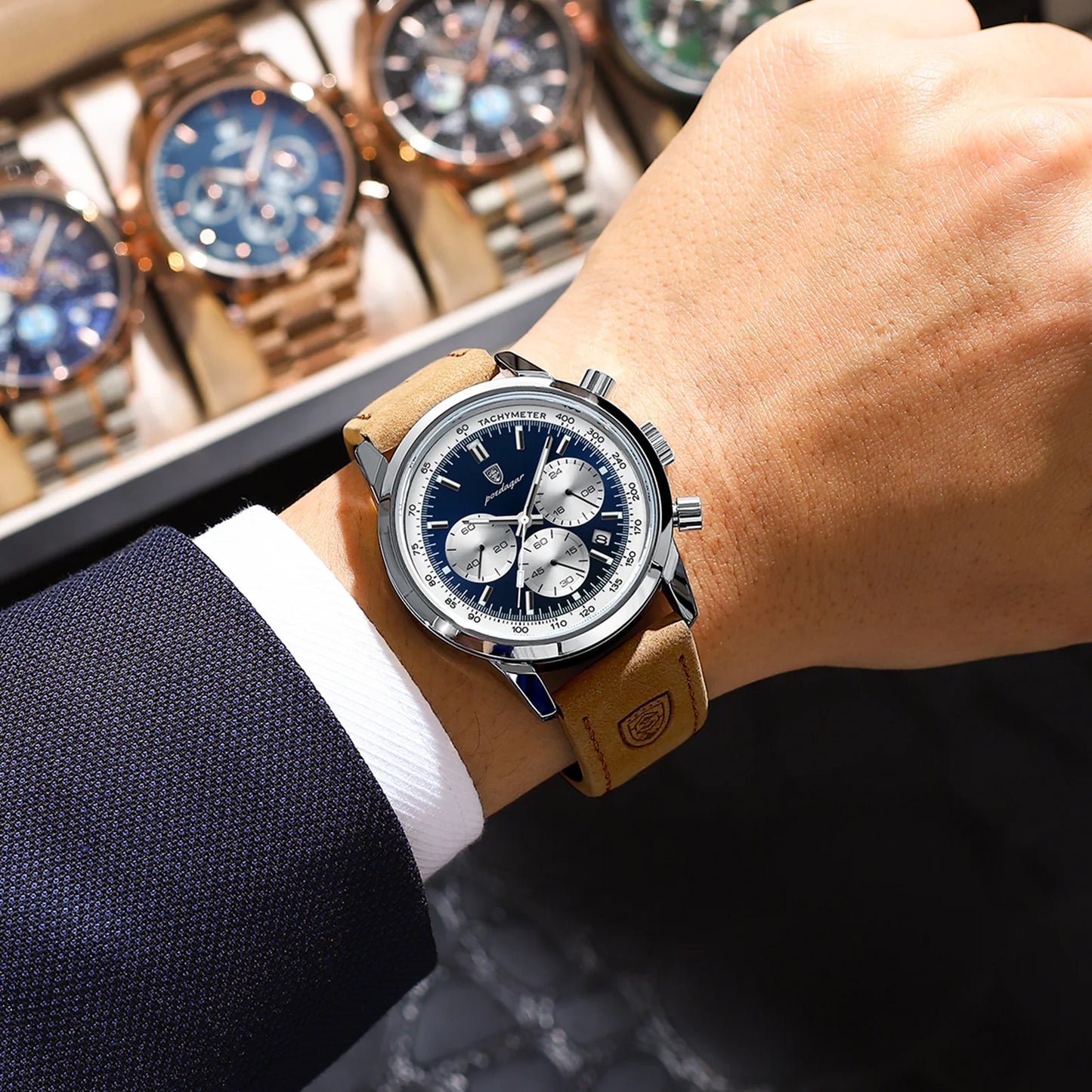 POEDAGAR Luxury Men's Chronograph Watch