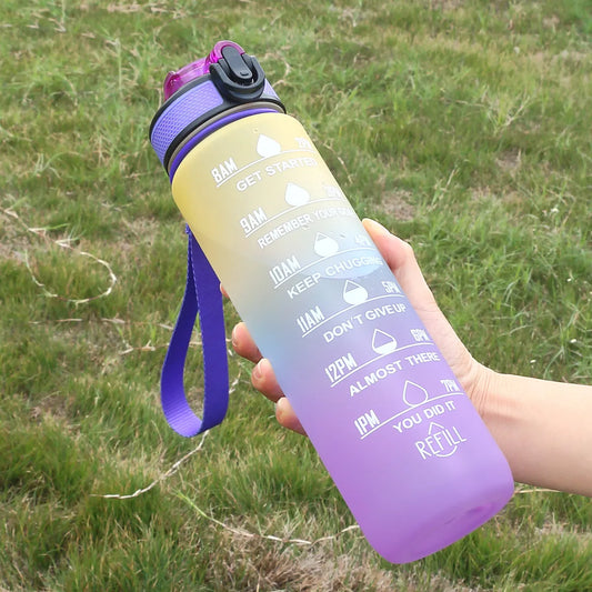 1L Gradient Color Motivational Water Bottle