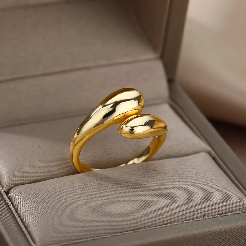 Stainless Steel Heart Gold Wedding Ring