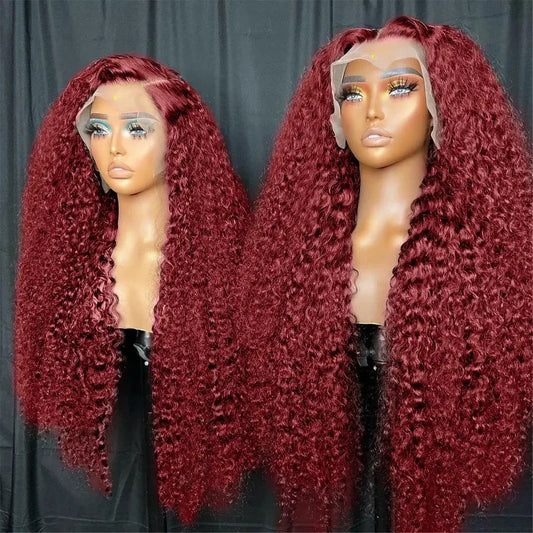 Transparent Lace Front Wig: Deep Remy Hair, 99J Burgundy