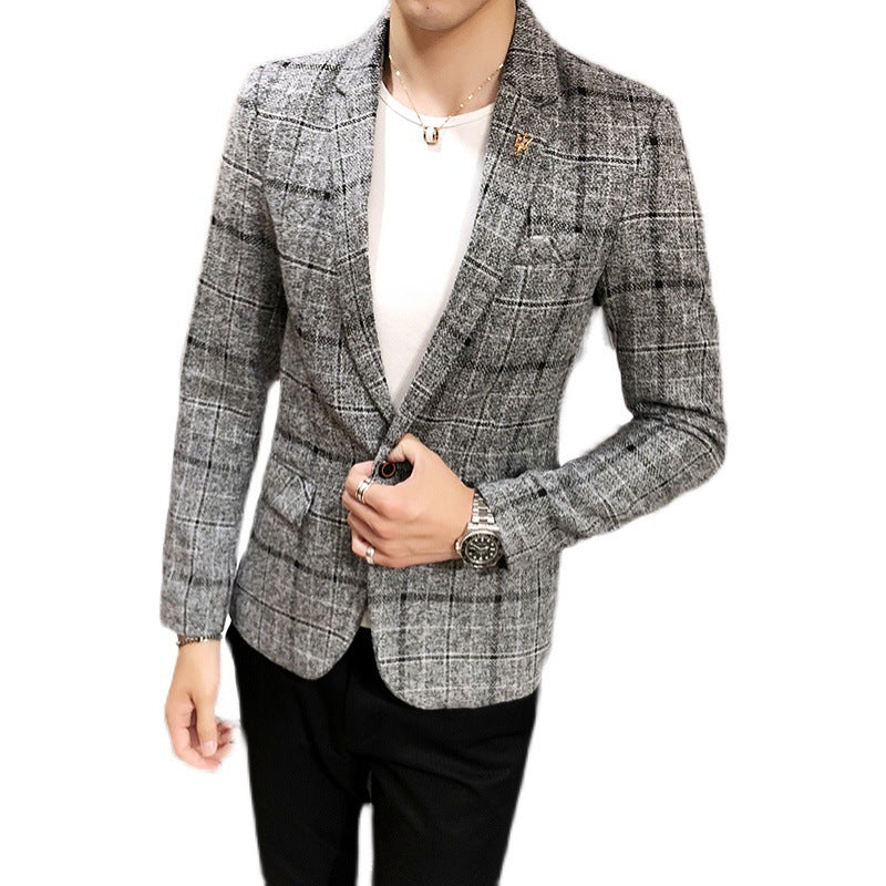 Personalized Plaid Men’s Business Suit Jacket