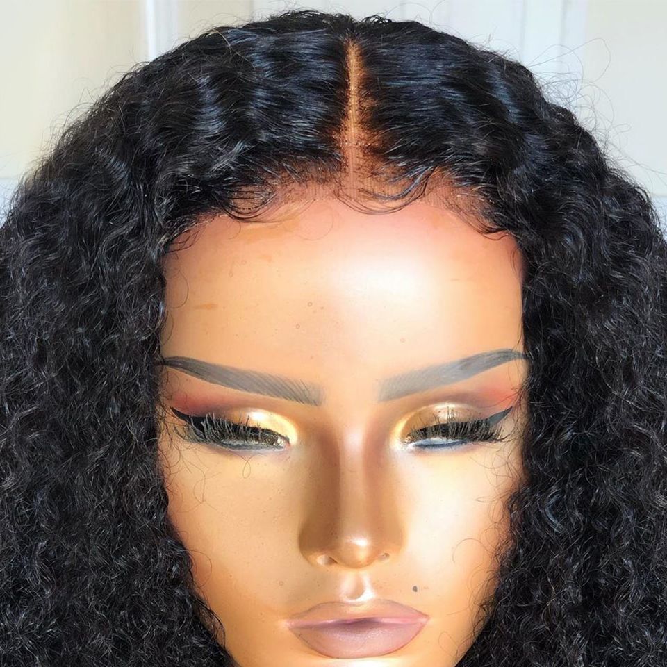 High-Density Long Kinky Curly Lace Front Wig - Fluffy Human Hair