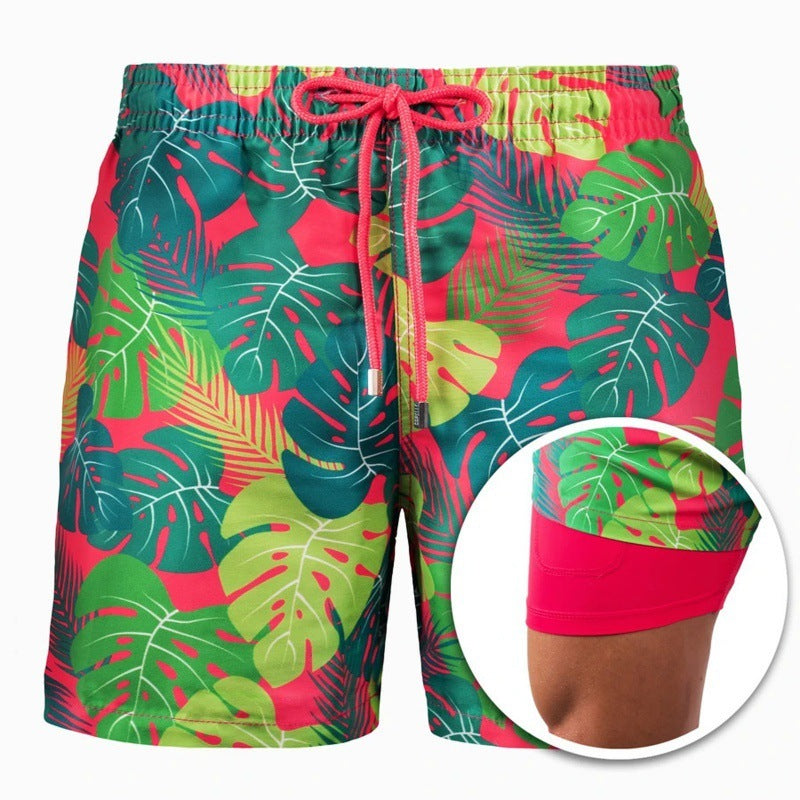 Men's Printed Beach Shorts Double Layer Ideal For Summer