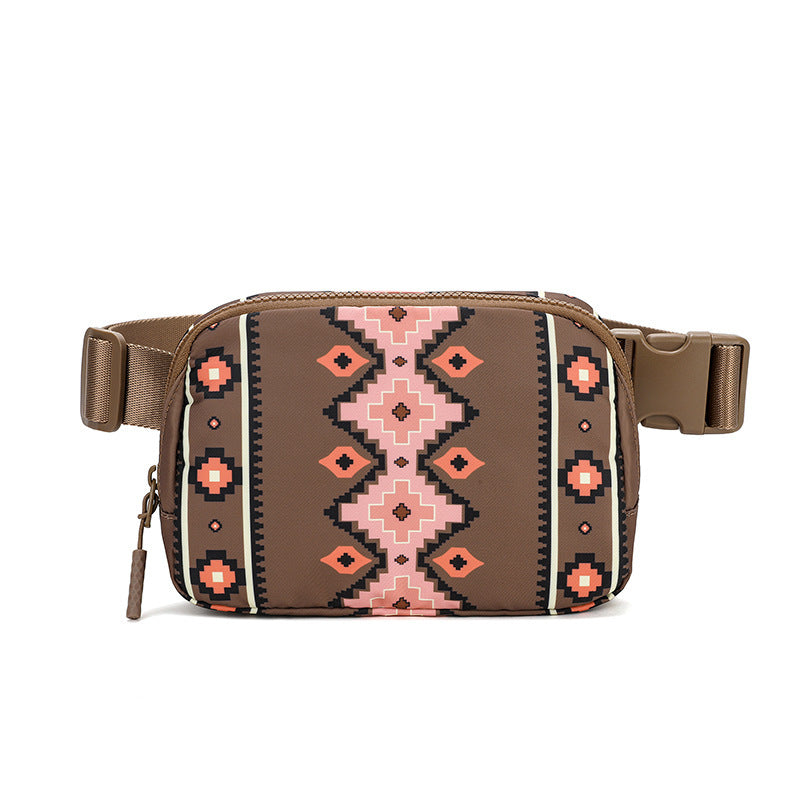 Bohemian Print Waist Bag with Adjustable Shoulder Strap - Perfect for Casual and Outdoor Activities