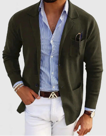 Men's Spring Leisure Printed Double Button Suit Jacket