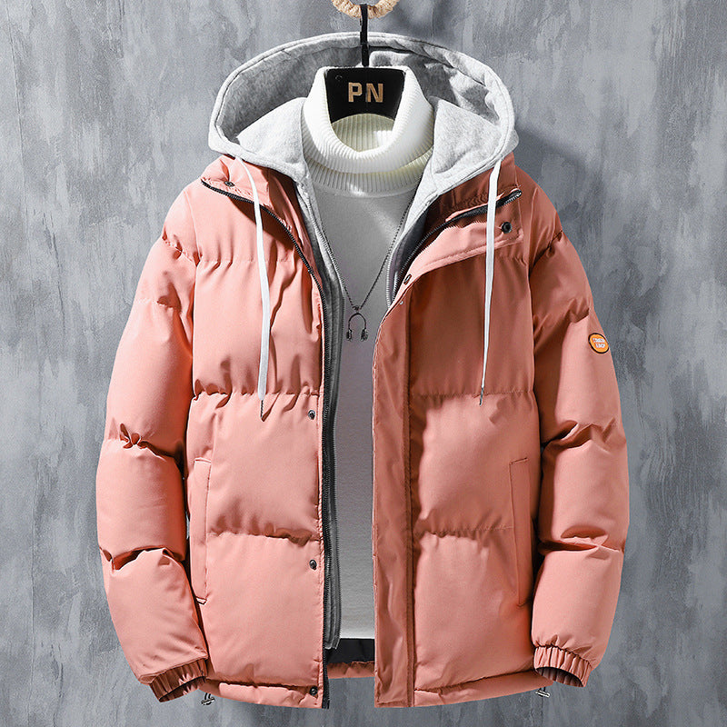 Fashion Hooded Jacket for Men: Winter Windproof, Thickened, and Stylish Two-Piece Coat