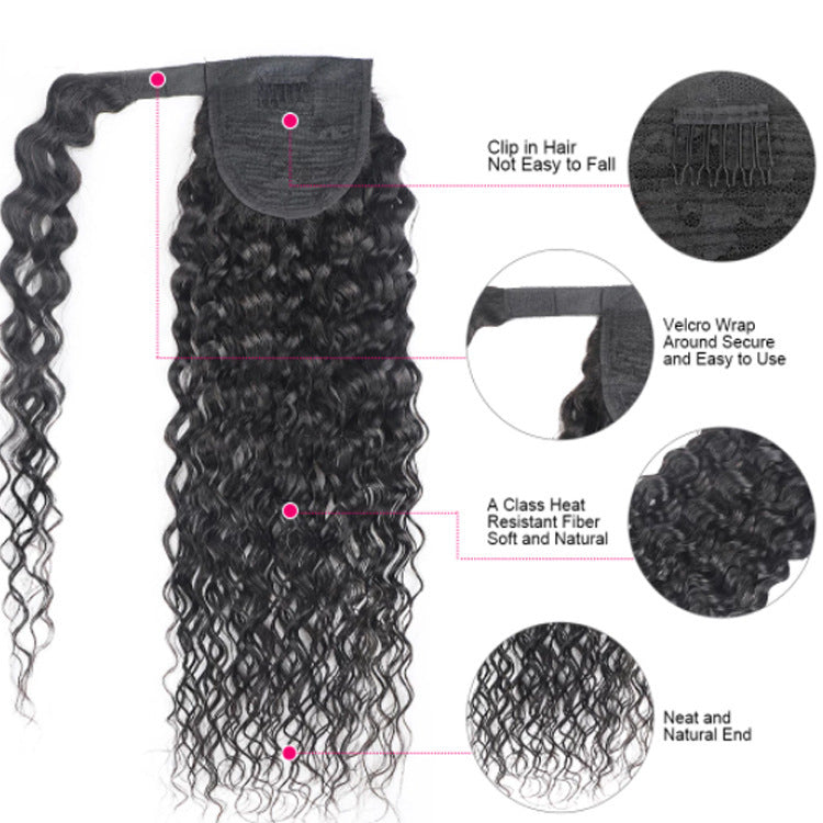 Velcro Ponytail Body Water Deep Kinky Curly Hair Ponytail