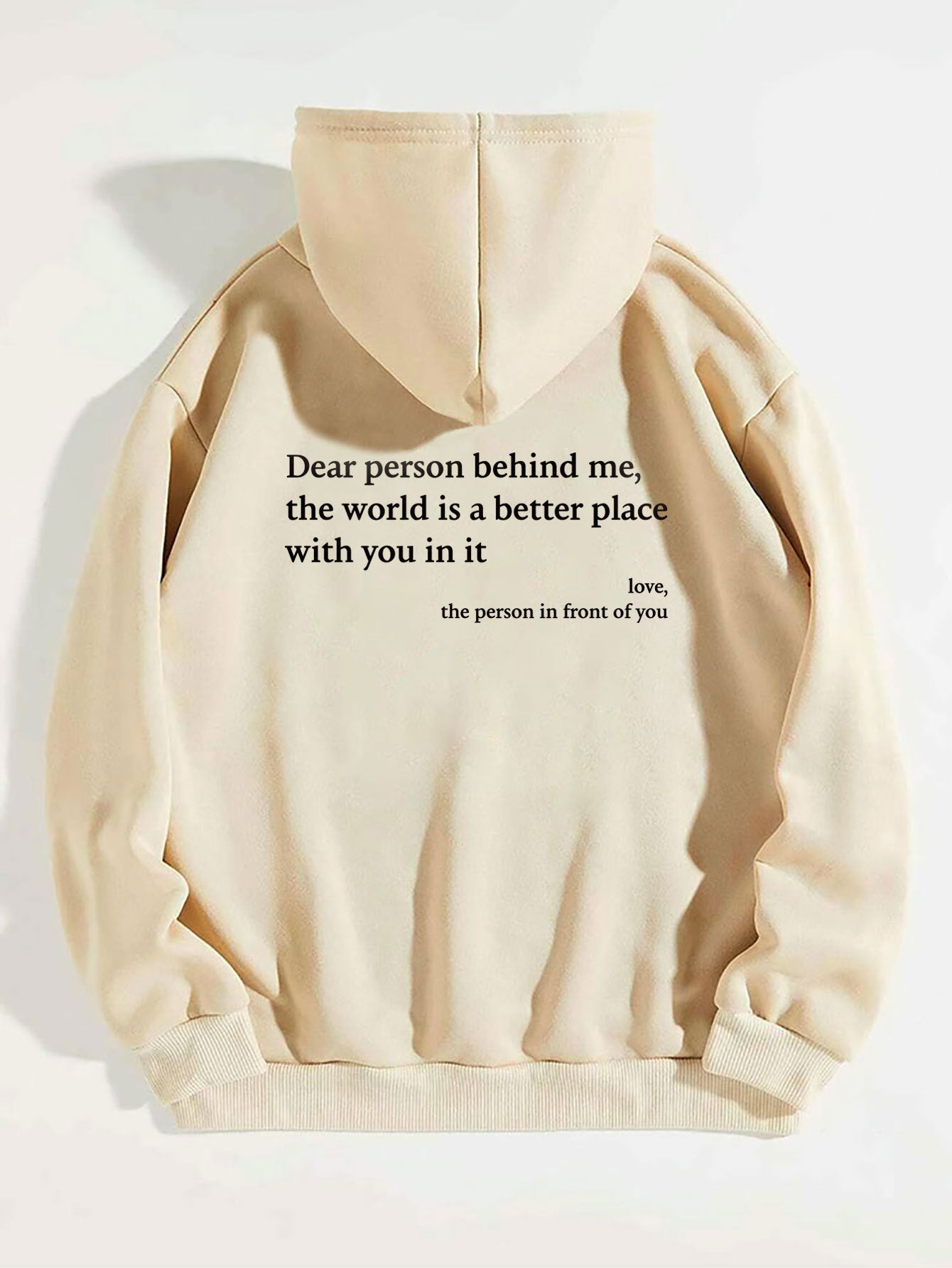 Trendy Unisex Plush Hoodie with Letter Print and Kangaroo Pocket - Women’s Drawstring Design