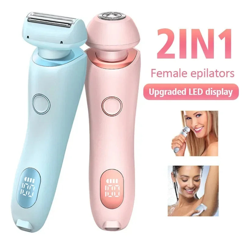 2-In-1 USB Rechargeable Hair Removal Epilator - Women's Body Razor for Face, Legs, Armpit, Bikini, Hand, and Pubic Hair