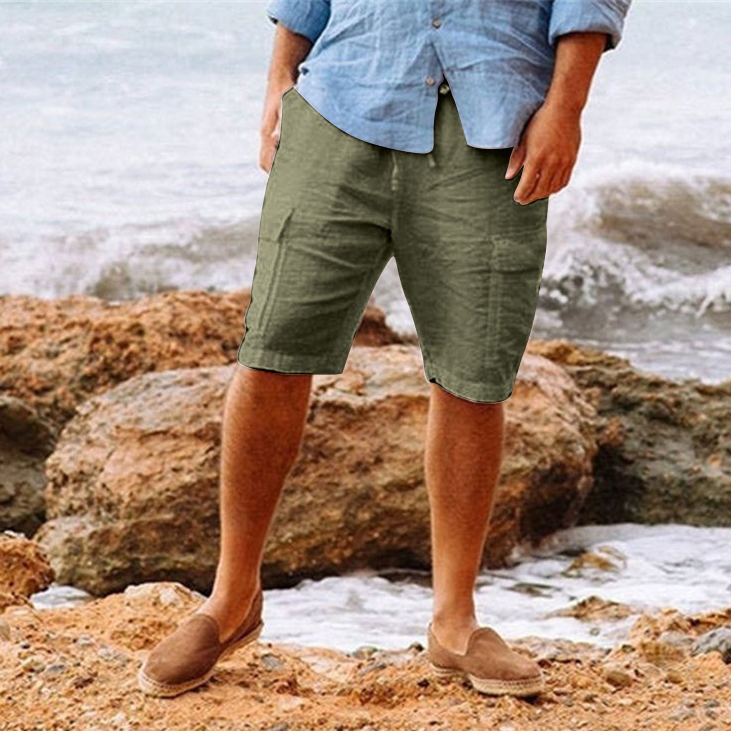 Men's Casual Vacation Beach Hawaiian Cotton Shorts