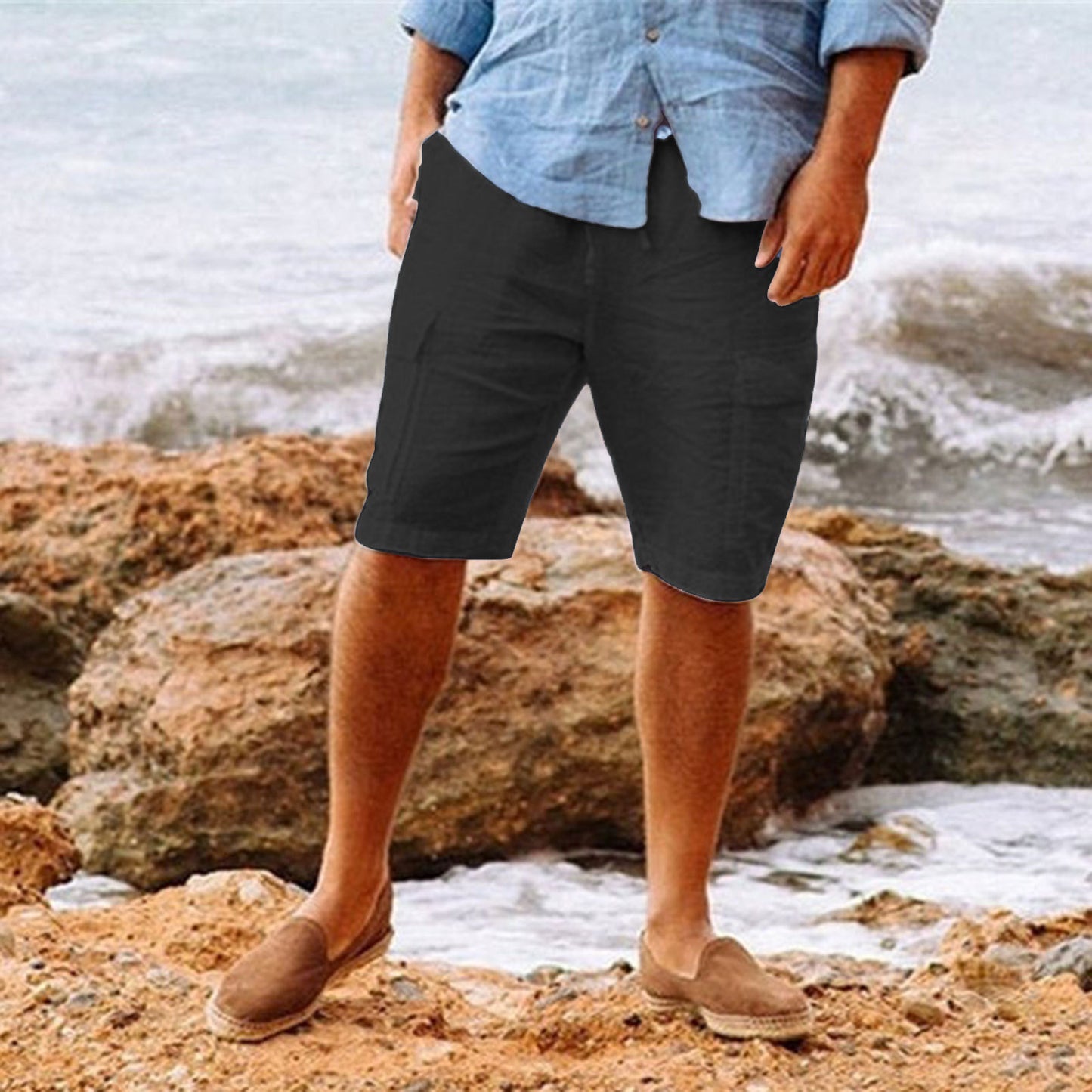 Men's Casual Vacation Beach Hawaiian Cotton Shorts