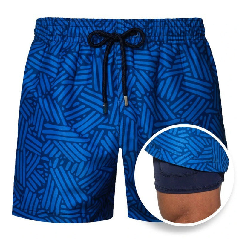 Men's Printed Beach Shorts Double Layer Ideal For Summer