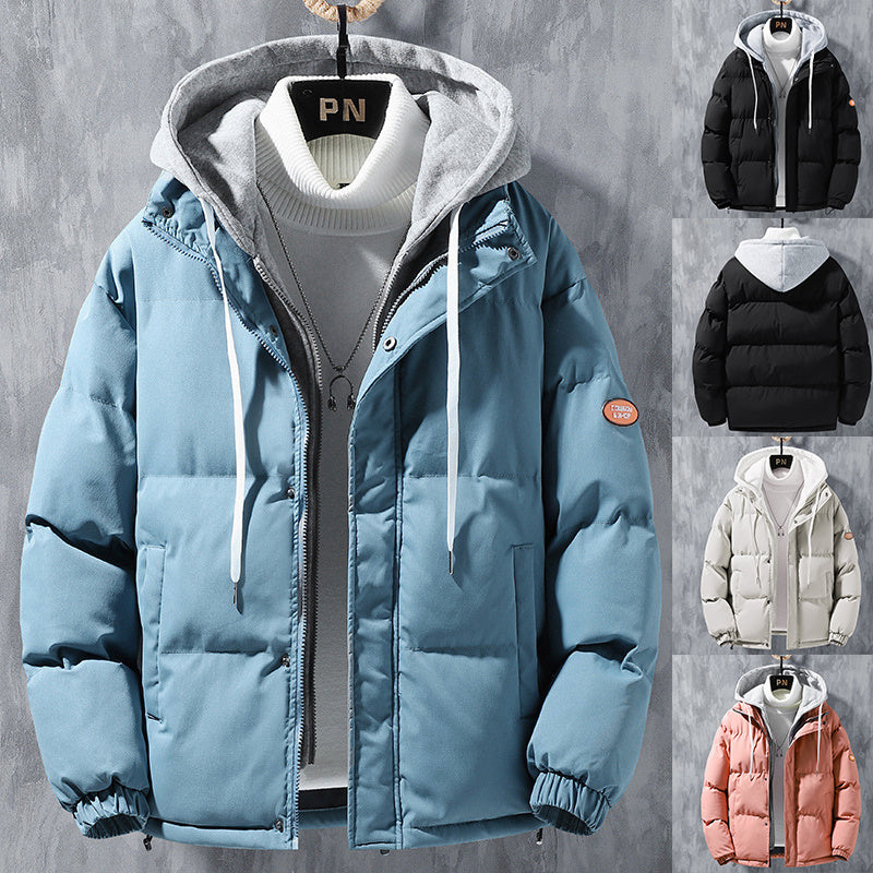 Fashion Hooded Jacket for Men: Winter Windproof, Thickened, and Stylish Two-Piece Coat