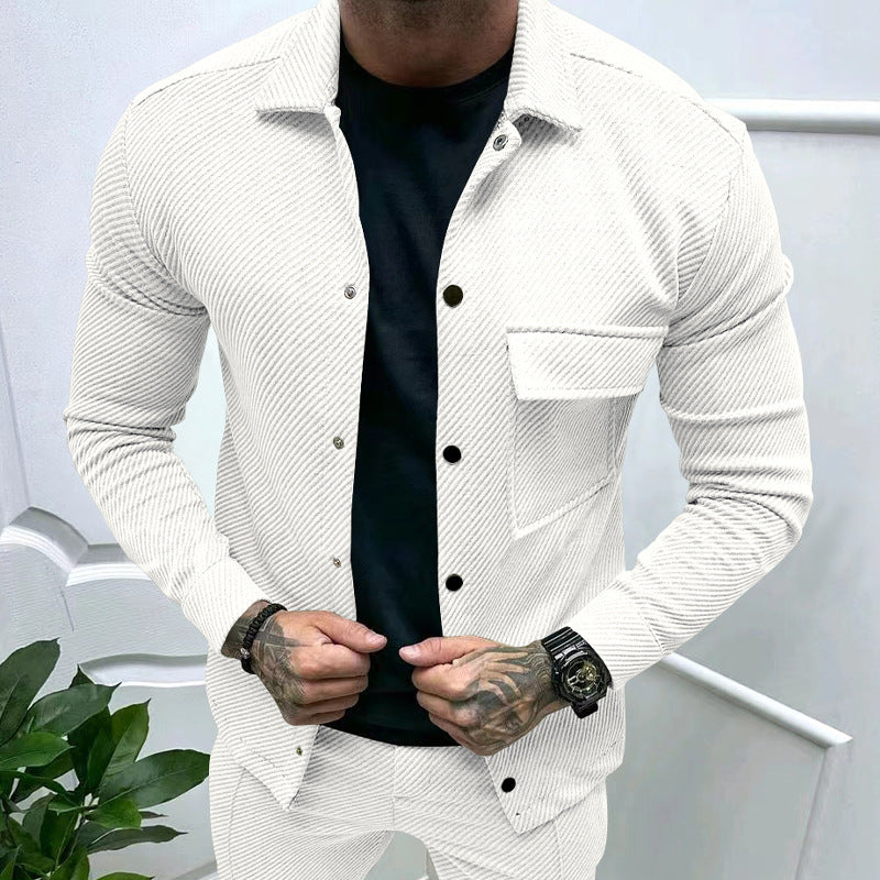 Single-breasted Solid Color Slim Jacket