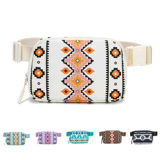 Bohemian Print Waist Bag with Adjustable Shoulder Strap - Perfect for Casual and Outdoor Activities