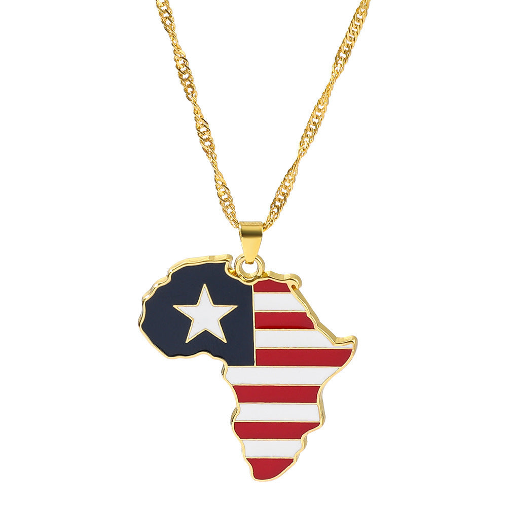 Fashion Map African Pendant Necklace: Electroplated Alloy in Various Colors