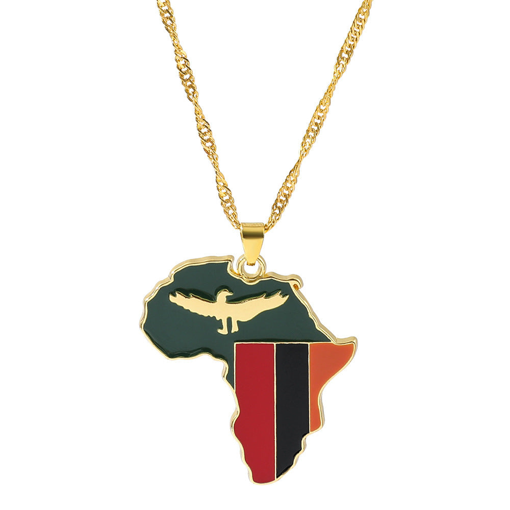 Fashion Map African Pendant Necklace: Electroplated Alloy in Various Colors