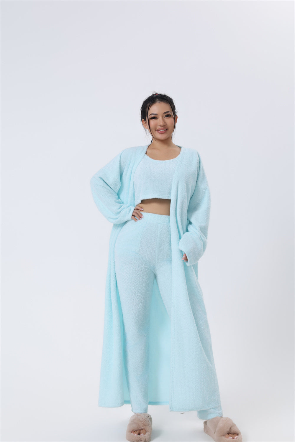 Ultra-Soft 3-Piece Cozy Pajama Lounge Set | Cute & Warm Winter Loungewear for Women | Matching Pants, Top, and Robe