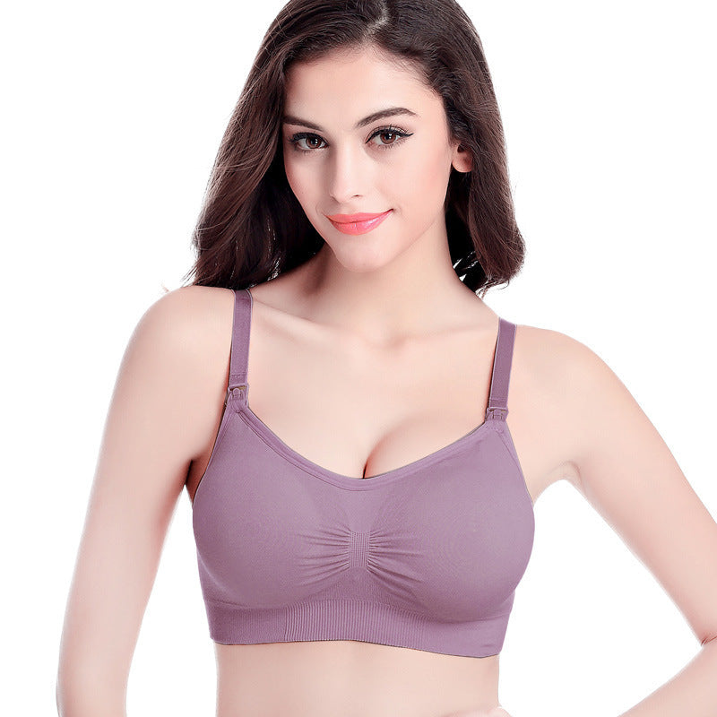 3pcs Seamless Front Buckle Breastfeeding Bra Set - Large Size, No Steel Ring